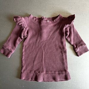 Kate Quinn Purple Long Sleeve Ruffle Tee